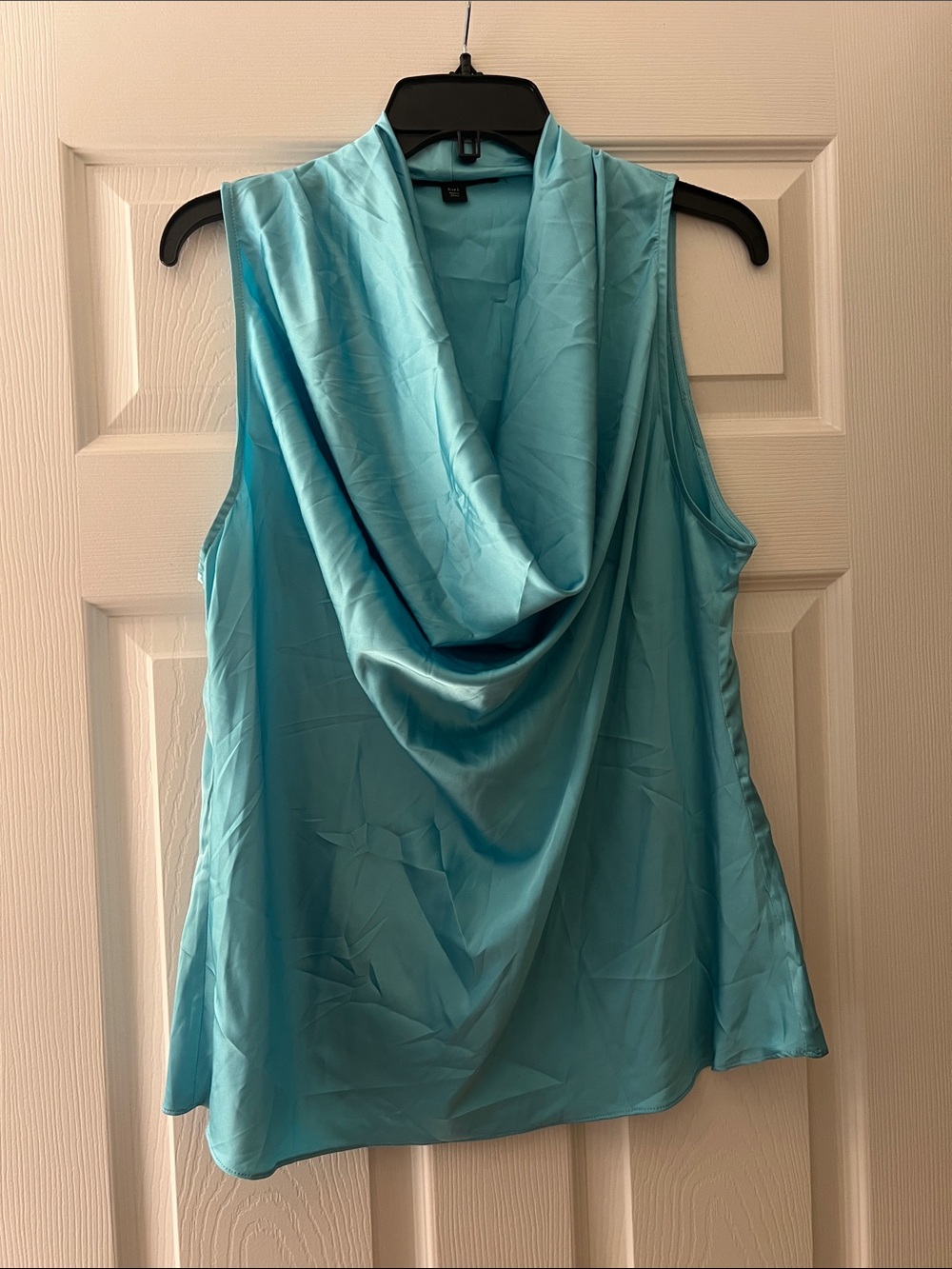 Boston Proper Sleeveless Draped Cowl Neck Top - Turquoise Blue